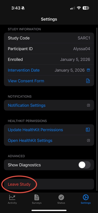 Settings Tab